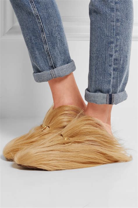 gucci horse hair slippers